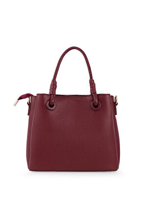 Bilik Deri Logo Detaylı Bordo Kadın El Çantası RİV 145-R