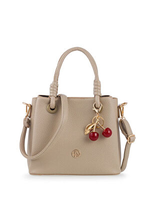 Bilik Deri Logo Detaylı Vizon Kadın El Çantası RİV 145-R