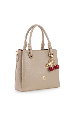 Bilik Deri Logo Detaylı Vizon Kadın El Çantası RİV 145-R