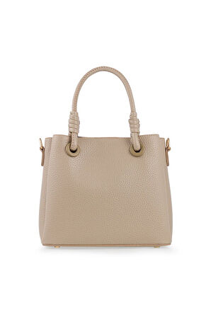 Bilik Deri Logo Detaylı Vizon Kadın El Çantası RİV 145-R