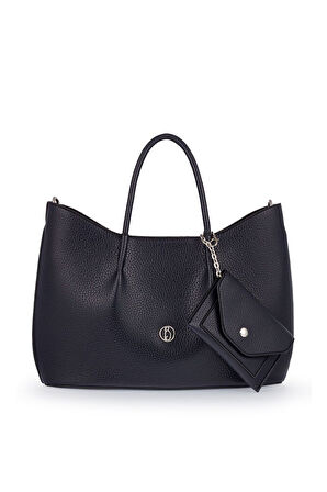 Bilik Deri Logo Detaylı Lacivert Kadın El Çantası RİV 147-R