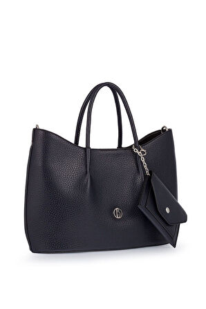 Bilik Deri Logo Detaylı Lacivert Kadın El Çantası RİV 147-R