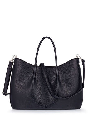 Bilik Deri Logo Detaylı Lacivert Kadın El Çantası RİV 147-R