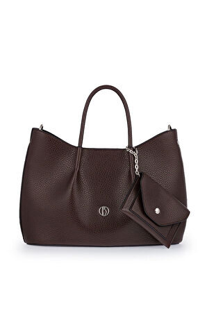 Bilik Deri Logo Detaylı Kahve Kadın El Çantası RİV 147-R