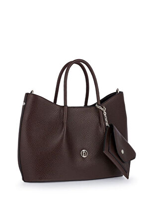 Bilik Deri Logo Detaylı Kahve Kadın El Çantası RİV 147-R