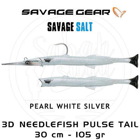 Savage Gear 3D Needlefish Pulsetail 2+1 30cm 105gr Pearl White Silver