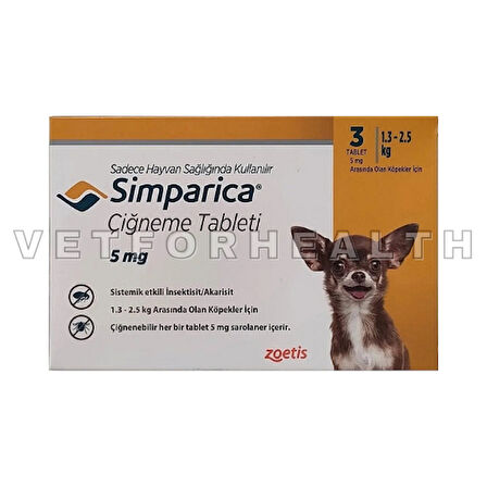 Zoetis Simparica 1.3-2.5 Kg Köpekler için 1 Kutu SKT:03.26