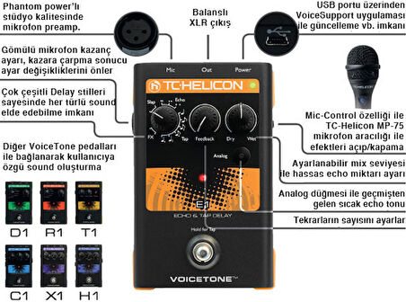 TC-Helicon VoiceTone Single E1 Vokal Pedalı