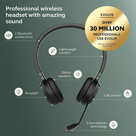 Jabra Evolve 65 TE Kablosuz Stereo Kulaklık Microsoft Teams Sertifikalı