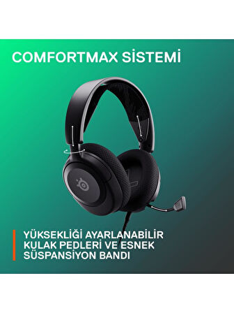 SteelSeries Arctis Nova 1 Siyah Kablolu Mikrofonlu Kulak Üstü Oyuncu Kulaklığı - Teşhir