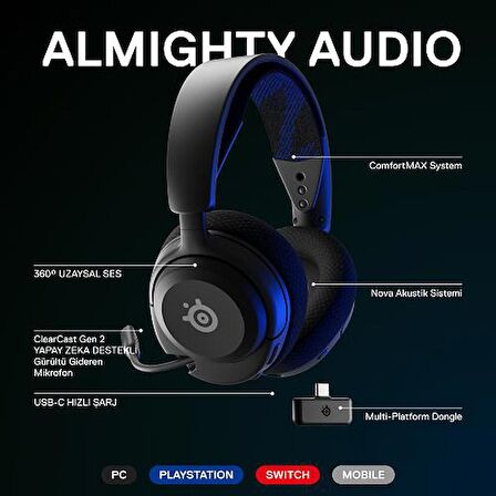 SteelSeries Arctis Nova 4P Kablosuz Çoklu Platform Oyun Kulaklığı