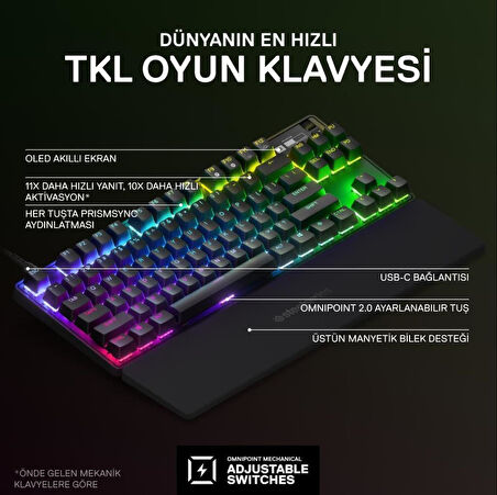 SteelSeries Apex Pro TKL RGB İngilizce Kablolu Mekanik Oyuncu Klavyesi - Outlet