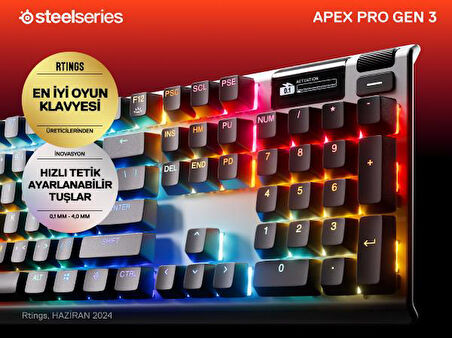 SteelSeries Apex Pro Gen 3 RGB Mekanik Oyuncu Klavyesi (UK)