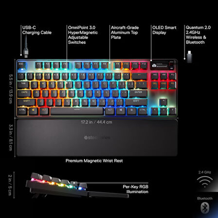 SteelSeries Apex Pro TKL Wireless Gen 3 OmniPoint 3.0 HiperManyetik Switch RGB Mekanik Kablosuz Oyuncu Klavyesi (UK)