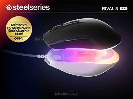 Steelseries Rival 3 Gen 2 RGB Kablolu Gaming Mouse Siyah