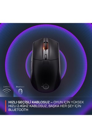 SteelSeries Rival 3 Gen 2 Siyah RGB Optik Kablosuz Oyuncu Mouse Teşhir