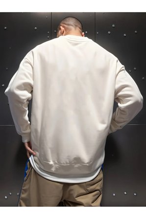 Unisex Yön Gösteren Pusula Tasarım Baskılı Bisiklet Yaka Sweatshirt