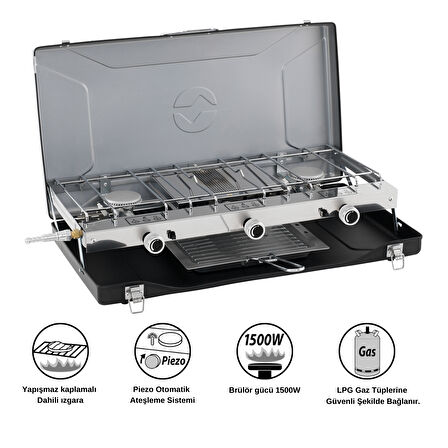 Outwell Kirishima Trio Stove Üçlü Kamp & Karavan Ocağı LPG Çıkışlı