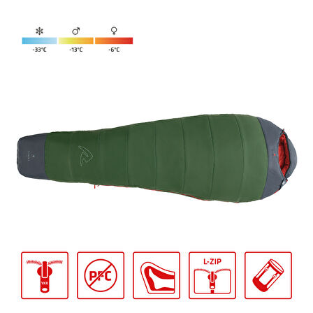 Robens Snowfall III -33°C Hibrit Uyku Tulumu 1895 gr Sol F.