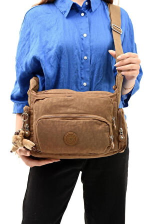 Çapraz Askılı Ultra Hafif Çok Cepli Omuz Çantası Klinkıl Kumaş