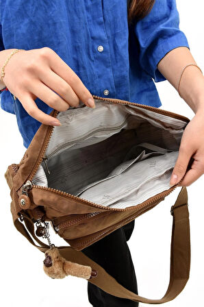 Çapraz Askılı Ultra Hafif Çok Cepli Omuz Çantası Klinkıl Kumaş