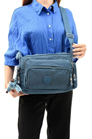 Çapraz Askılı Ultra Hafif Çok Cepli Omuz Çantası Klinkıl Kumaş