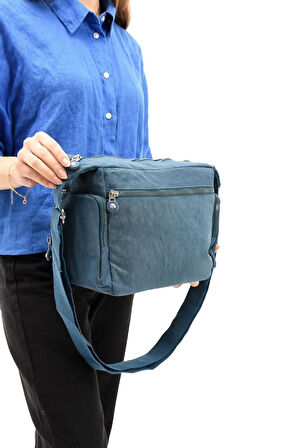 Çapraz Askılı Ultra Hafif Çok Cepli Omuz Çantası Klinkıl Kumaş