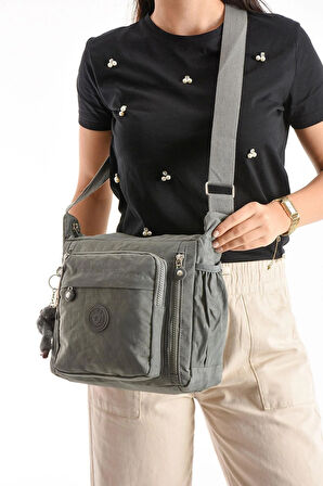 Çapraz Askılı Ultra Hafif Çok Cepli Omuz Çantası Klinkıl Kumaş