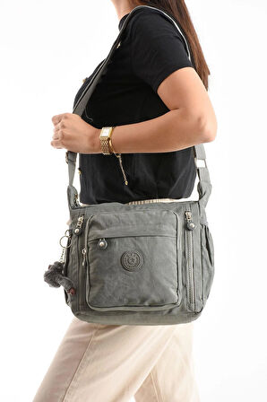 Çapraz Askılı Ultra Hafif Çok Cepli Omuz Çantası Klinkıl Kumaş