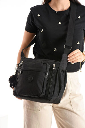 Çapraz Askılı Ultra Hafif Çok Cepli Omuz Çantası Klinkıl Kumaş