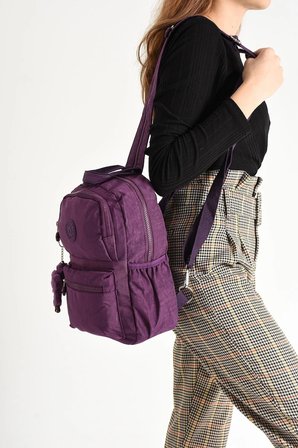 Unisex Su Geçirmez Çok Gözlü Mor Renk Çapraz Askılı Göğüs ve Sırt Çantası