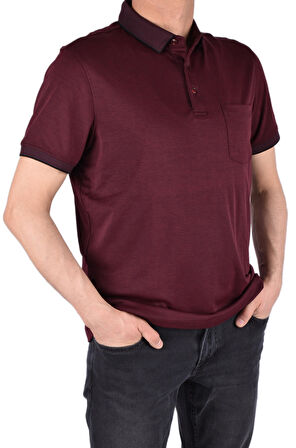 RYM-6270 POLO YAKA CEPLİ TİŞÖRT/BORDO-SİYAH/5XL