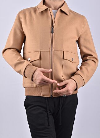 71128  YAKA KÜRKLÜ MONT/CAMEL/3XL