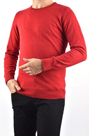 R22920 TRİKO BİSİKLET YAKA KAZAK /KIRMIZI/2XL