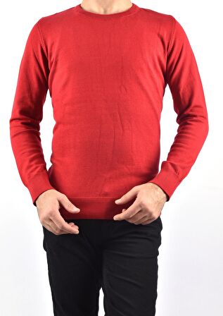 R22920 TRİKO BİSİKLET YAKA KAZAK /KIRMIZI/2XL
