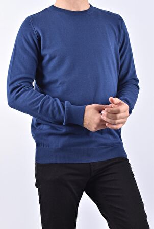R22920 TRİKO BİSİKLET YAKA KAZAK /LACİVERT/M