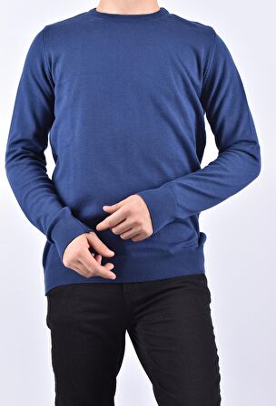 R22920 TRİKO BİSİKLET YAKA KAZAK /LACİVERT/M