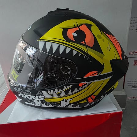 KAPALI KASK AXXIS MAT SİYAH PİRANA DESENLİ XL