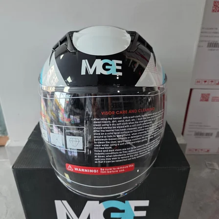 ÇENESİZ KASK JK528-1 MGE VİZÖRLÜ PARLAK SİYAH MAVİ M
