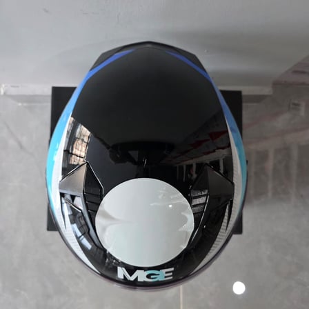 ÇENESİZ KASK JK528-1 MGE VİZÖRLÜ PARLAK SİYAH MAVİ L