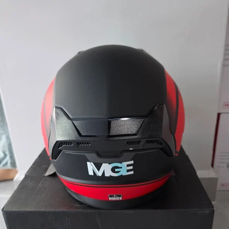 ÇENESİZ KASK JK528-1 MGE VİZÖRLÜ MAT SİYAH KIRMIZI M