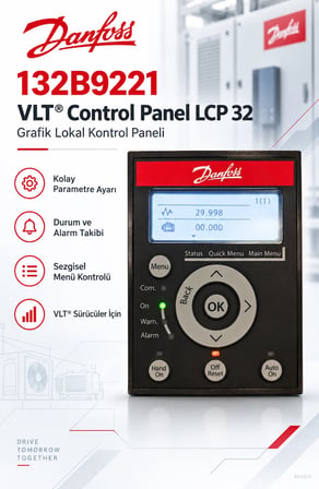 Danfoss 132B9221 VLT LCP 32 Grafik Lokal Kontrol Paneli – FC-101 / FC-111 / FC-131