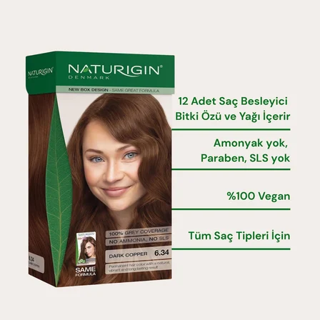 Naturigin Doğal Saç Boyası Koyu Bakır 6.34 ( 2 Adet )