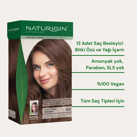 Naturigin Doğal Saç Boyası Açık Küllü Kahve 5.2