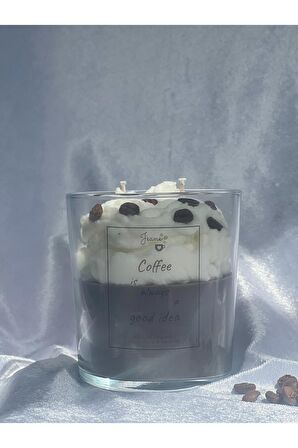 Büyük Boy Gerçek Kahve Çekirdekleri Coffee Cream Çikolata Vanilya Kokulu Aromaterapi Mum