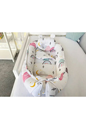 Gökkuşağı Desenli Babynest Lüx Ortopedik Anne Yanı Yatak