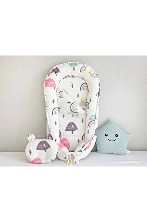 Gökkuşağı Desenli Babynest Lüx Ortopedik Anne Yanı Yatak