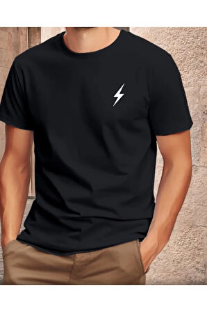 Unisex Pamuklu Sihirli Çizgi Ön Baskılı Tasarım Tshirt