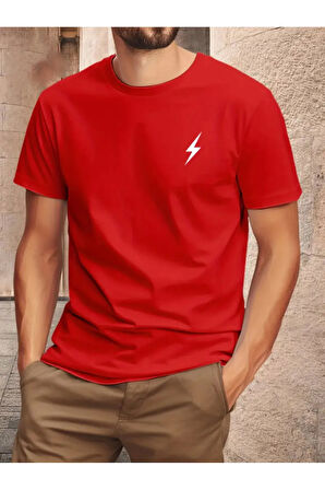 Unisex Pamuklu Sihirli Çizgi Ön Baskılı Tasarım Tshirt