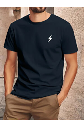 Unisex Pamuklu Sihirli Çizgi Ön Baskılı Tasarım Tshirt